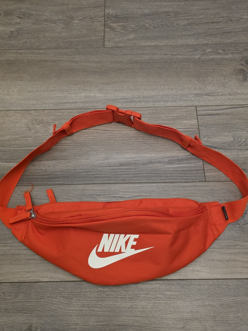 Nike Orange Waist Fanny Pack with White Swoosh Logo